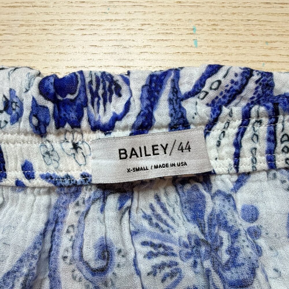 Bailey 44 Women Top XS Farmers Market Vintage Blue Floral Off shoulder - Picture 2 of 8